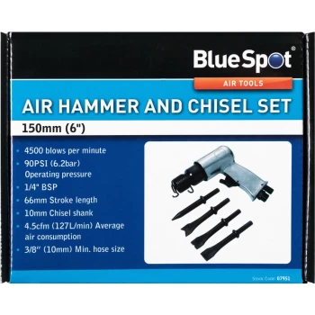 Bluespot - 07951 150mm (6') Air Hammer and Chisel Set