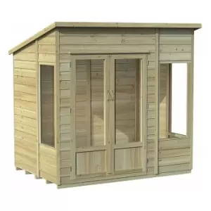Forest Garden - 7' x 5' Forest Oakley Double Door Pent Summer House (2.25m x 1.67m) - Natural Timber