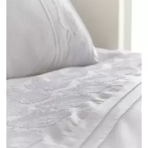 Portfolio Fairmont Super King Size Duvet Cover Set White Feather Textured Bedding - White