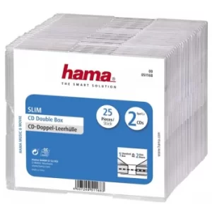 Hama Slim Double CD Jewel Case, pack of 25, transparent