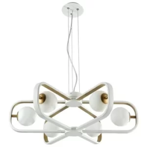 Avola Globe Ceiling Pendant Lamp White with Gold, 6 Light, G9
