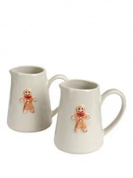 Gisela Graham Ceramic Gingerbread Man Mini Jugs Set Of 2