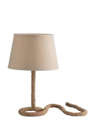 Rope Table Lamp With Tappered Shade, Beige, E27