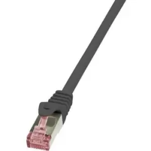 LogiLink CQ2023S RJ45 Network cable, patch cable CAT 6 S/FTP 0.50 m Black Flame-retardant, incl. detent