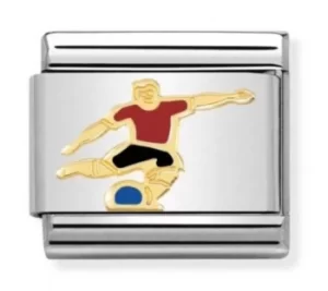 Nomination CLASSIC Gold Sports Red Enamel Footballer Charm 030259/11