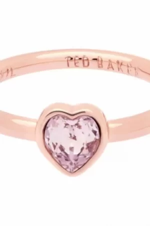 Ted Baker Ladies Rose Gold Plated Crystal Heart Ring Size SM TBJ1683-24-226SM