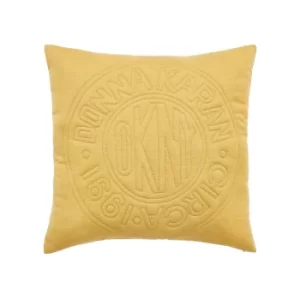 DKNY Circle Logo Quilted Cushion 45cm x 45cm, Ochre