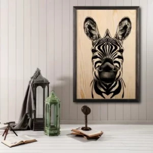 Zebra XL Multicolor Decorative Framed Wooden Painting