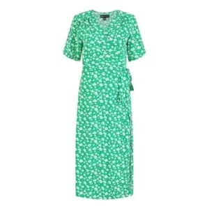 Mela London Green Ditsy Print Wrap Over Dress - Green