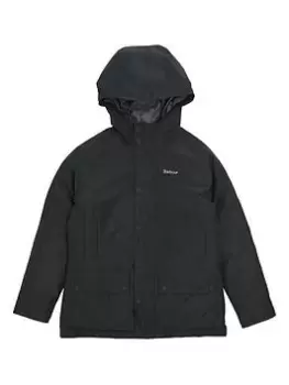 Barbour Boys Hooded Beaufort Showerproof Jacket - Black, Size Age: 12-13 Years
