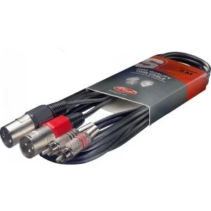 Stagg RCA Male XLR Male Twin Cable 3m