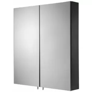 Croydex Dawley Bathroom Mirror Cabinet Double Door Cupboard Storage Shelf Black - Black