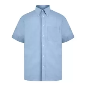 Absolute Apparel Mens Short Sleeved Oxford Shirt (L) (Light Blue)