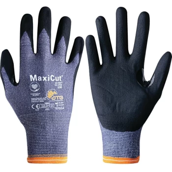 Cut Resistant Gloves, NBR Coated, Blue/Black, Size 7 - ATG