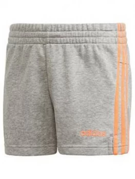 adidas Youth Girls E 3 Stripe Shorts, Grey, Size 5-6 Years