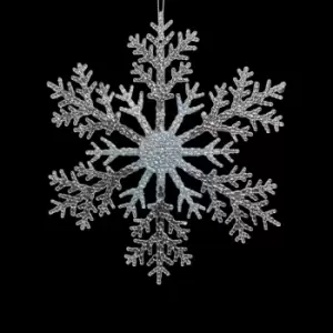 21cm Acrylic Glitter Hanging Snowflake Christmas Decoration in Blue