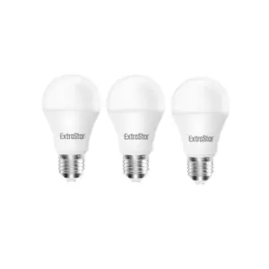 10W LED Globe Bulb E27 A60, Warm White 3000K (pack of 3)