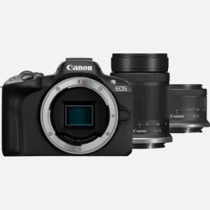 Canon EOS R50 Mirrorless Camera, Black + RF-S 18-45mm IS STM Lens + RF-S 55-210mm IS STM Lens