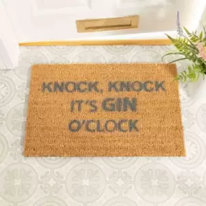 Artsy Doormats Knock Knock It's Gin O'clock Grey Doormat