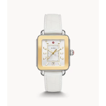 Michele Womens Deco Sport Two-Tone Watch - White
