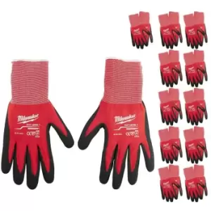 Milwaukee Dipped Gloves - Cut Level 1 Pack of 12 9/L Large - Black/Red