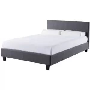 Prado Grey Fabric Bed with Wood Feet 3ft Single & 4ft6 Double - Seconique
