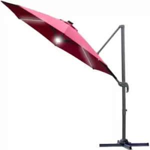 3(m) LED Cantilever Outdoor Sun Umbrella Base Solar Lights Red - Outsunny