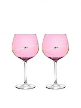 Portmeirion Auris Pink Gin Glasses With Swarovski Crystals ; Set Of 2
