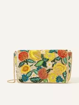 Accessorize Lemon And Oranges Beaded Clutch