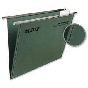 Original Leitz Ultimate Suspension File Foolscap Green Recycled with Tabs Inserts V Base Pack of 50