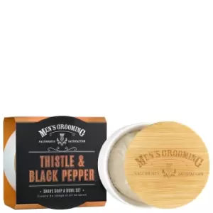 Scottish Fine Soaps Mens Grooming Thistle & Black Pepper Shave Soap & Bowl Set 100g