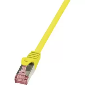 LogiLink CQ2057S RJ45 Network cable, patch cable CAT 6 S/FTP 2m Yellow Flame-retardant, incl. detent