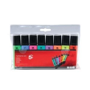 5 Star Office Highlighters Chisel Tip 1 5mm Line Assorted Wallet 8