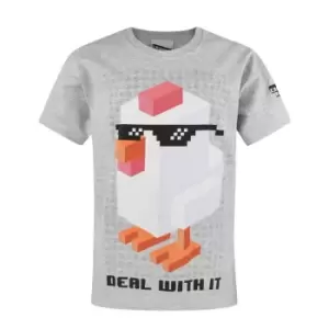 Crossy Road Childrens/Boys Official Deal With It Short Sleeved T-Shirt (Years (3/4)) (Light Grey)