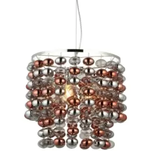 Endon Esme Single Pendant Ceiling Lamp, Chrome Plated With Grey Tinted, Chrome, Copper Plated Glass