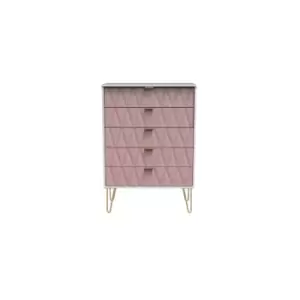 Welcome Furniture Copenhagagen 5 Drawer Chest - Kobe Pink and White