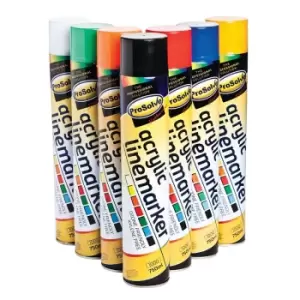ProSolve Acrylic Linemarker Spray Paint, Black - 12 x 750ml