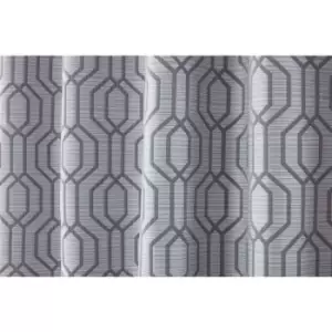 Sundour Dakota Silver Geometric Fully Lined Eyelet Curtain Pair 90x72 - Silver