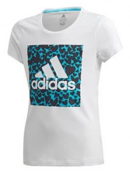 adidas Girls AEROREADY GFX T-Shirt - White, Size 11-12 Years, Women