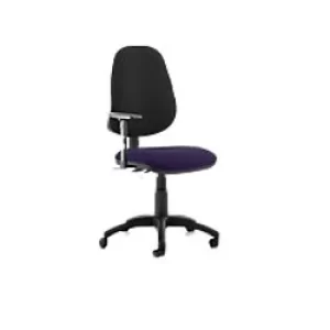 Dynamic Permanent Contact Backrest Task Operator Chair Height Adjustable Arms Eclipse Plus III Black Back, Tansy purple Seat Without Headrest High Bac