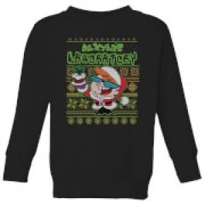 Dexter's Lab Pattern Kids Christmas Sweatshirt - Black - 11-12 Years