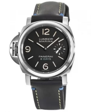 Panerai Luminor Left-Handed 8 Days 44MM Black Dial Black leather Mens Watch PAM00796 PAM00796