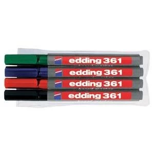 Original Edding 3614S Whiteboard Marker Bullet Tip 1mm Line Assorted Colour Pack of 4 Whiteboard Markers