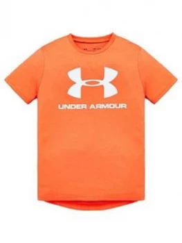 Urban Armor Gear Boys Childrens Sportstyle Logo Short Sleeved T-Shirt - Red/Black, Size XS, 5-6 Years