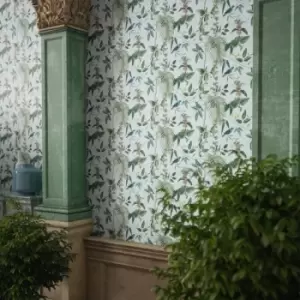 Arthouse Exotic Garden Blue Wallpaper - wilko