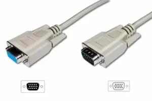 Digitus 2x HD15, 5m VGA cable VGA (D-Sub) Beige