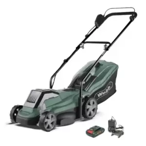 Greenworks Webb 33cm (14'') Cordless 20v Rotary Lawn Mower with 20v 4Ah Battery and Charger