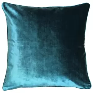 Luxe Velvet Piped Cushion Teal, Teal / 55 x 55cm / Polyester Filled