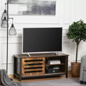 HOMCOM Industrial TV Stand For TVs Up To 50" 4 Storage Shelves And Cable Holes Rustic Brown