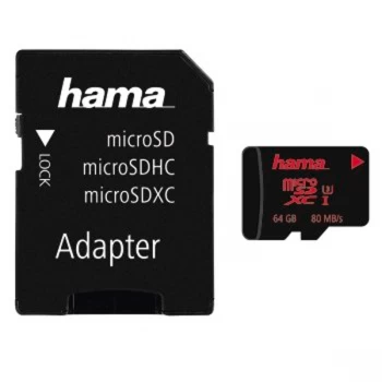 Hama microSDXC 64GB UHS Speed Class 3 UHS-I 80MB/s + Adapter/Photo